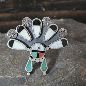 Vintage Zuni SunGod Headress Inlay Ring
